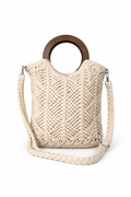 BOLSO TUBO CROCHÉ ASA MADERA